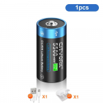 Cityork C LR14 laetav aku 1,5 V 5500 mWh liitiumioonakud, C-t&uuml;&uuml;pi USB-laadimine gaasipliidi, taskulambi, veesoojendi jaoks