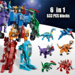 522 tk 6 in 1 dinosauruste muundamisrobot ehitusplokid s&otilde;jajumala mehaa t&uuml;rannosaurus pterodakt&uuml;&uuml;li kuju mudel tellised m&auml;nguasjad