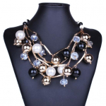 Naiste Faux Pearl mitmekihiline kett Bib Kaelakee Statement ehte kingitus 3#