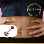 KODY PIERCING Nabakirss kirurgilisest terasest ja kristallpunane pall-10mm