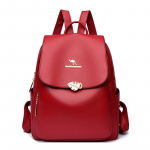 Nahast seljakott naiste suure mahutavusega tuti seljakott, naiste reisikott punane