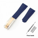 20 mm 21 mm esmaklassiline silikoonrihm Rolexi allveelaeva jaoks DAYTONA GMT Yacht-Master seeria tarvikud Asenduskella k&auml;ev&otilde;ru Blue-R-2 20mm no logo