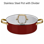 Roostevabast terasest pott jagajaga, keevituseta kuumpott, kahe maitsega supipott Shabu Shabu pott, karastatud klaasist kaanega induktsioonk&ouml;&ouml;gin&otilde;ud, 12 tolli