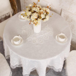 &Uuml;marlaudlina Pruun Euroopa Tikand Kangas Laudlina Pad Avaleht V&auml;ikesed laudlinad Pitsid P&otilde;letusvastased P&ouml;&ouml;rdlaua lauakate Diameter 150cm Round