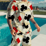 Suvine meeste l&uuml;hikeste varrukatega 2-osaline T-s&auml;rgi komplekt Spordidress Loomade L&otilde;vi muster Spordir&otilde;ivad Vabaaja l&uuml;hikesed p&uuml;ksid Komplektid Meeste &uuml;lisuured &uuml;likonnad M