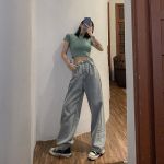 Elegantsed teksad naiste sirge toruga lahtine mop k&otilde;rge v&ouml;&ouml;kohaga, pehme teksap&uuml;ksid laia s&auml;&auml;rega XXL taevasinine v&auml;rv