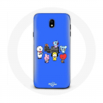 Coque pour Samsung Galaxy J5 2017 BTS BT21 Tata Chimmy Cooky Rj Koya Shooky Et Mang Jouent De la musique Fond Bleu