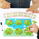 Montessori Toy 2 in 1 Wooden Reusable Game Playing Interactive Drawing Board Monster Puzzle