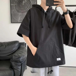 Suvine l&uuml;hikeste varrukatega T-s&auml;rk Meeste avar Trend K&otilde;ik sobivad Top riided Poole varrukaga kapuutsiga kampsun T-s&auml;rk XXXL