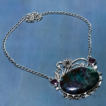 Natural Multi Labradorite,Amethyst Stone 925 Sterling Silver Necklace 18 c9g07