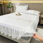 Klass a Cool Feeling Ice Silk Summer Mat Voodiseelik Kolmeosaline Princess Ins Style &Otilde;hukonditsioneer Pehme Matiga Pitsiga Fitted voodipesu 0.9*2.0m 3pcs