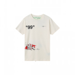 Off-White Grafititr&uuml;kiga L&uuml;hikeste Varrukate T-s&auml;rk Meeste Topid Valge OMAA027R191850060288 XXS