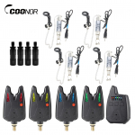 Elektroonilised kalap&uuml;&uuml;gihoiatused Bite Alarm LED Wireless Fishing Alarm Digital Fishing Receiver Sound 1 receiver 4 transmitters 4 adapters 4 swingers