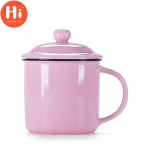 400 ml Vintage emailiga kohvikruus kaanega Keraamiline piimakruus Pigmenteeritud teetass Kontori veetass joogin&otilde;ud