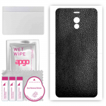 apgo Protective Skin Sticker for the back compatible with Meizu M6 Note, Wrap Film, Foil, Vinyl - Pattern Black Leather