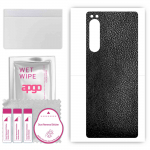 apgo Protective Skin Sticker for the back compatible with Sony Xperia 5 IV, Wrap Film, Foil, Vinyl - Pattern Black Leather