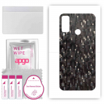 apgo Protective Skin Sticker for the back compatible with Honor Play 4T, Wrap Film, Foil, Vinyl - Pattern Carbon Black Pixel