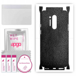 apgo Protective Skin Sticker for the back+sides compatible with OnePlus 8 Pro, Full Wrap Film, Foil, Vinyl - Pattern Black Leather