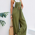 Boho Solid pikkade varrukateta kombinesoon, vabaaja kotttaskutega kombinesoon, naisteriided L armee roheline v&auml;rv