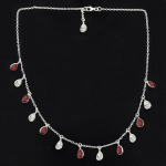 Ruby & CZ kaelakee, tahke 925 Sterling h&otilde;be, s&uuml;nnip&auml;evakingitus, Boho ehted, disainerkaelakee, k&auml;sitsi valmistatud ehted 18 inch