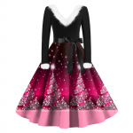 Naiste mood V-kaelusega vabaaja &otilde;hukesed j&otilde;ulutr&uuml;kiga pikkade varrukatega villased kleidid XXXXXL