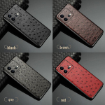 iQOO Neo9 veisenahast jaanalinnu mustriga nahast &uuml;mbris Neo9Pro jaoks iQOO Neo 7 Racing Edition must