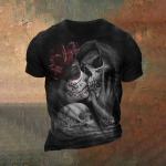 Meeste koljupildiga 3D T-s&auml;rk Street Vabaaja L&otilde;dva Loominguline &Otilde;udus &Uuml;lisuur L&uuml;hikeste Varrukatega Topid Tees Igap&auml;evane T&auml;navar&otilde;ivas R&otilde;ivad L