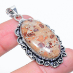 Leopard Skin Jasper Gemstone 925 Sterling Silver Jewelry Pendant 2.05 k0a79