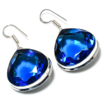 London Blue Topaz Gemstone Handmade 925 Sterling Silver Gift Earring 1.77 o8s31