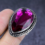 Pink Amethyst Gemstone Handmade 925 Steling Silver Jewelry Ring Size 8.5 a6h87