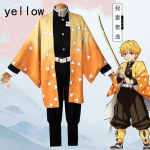 Kimetsu no Yaiba Demon Slayeri kost&uuml;&uuml;m Kamado Tanjirou Nezuko Agatsuma Zenitsu Tomioka Giyuu Muzan Cosplay anime M kollane