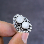 Natural Rainbow Moonstone Gemstone Handmade 925 Sterling Silver Ring S.11 p3d69