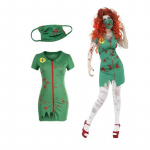 Halloween Blood Terror Zombie &otilde;e kost&uuml;&uuml;mid Seksikas roheline Walking Dead Cosplay kleit + suusmhvel m