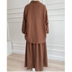 2-osaline pikkade varrukatega s&auml;rk+seelikud Eid moslemi naiste elegantsed komplektid Abaya Dubai T&uuml;rgi islami vabaaja topid, &uuml;hev&auml;rvilised seelikud, mood XL