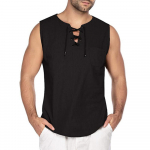 Meeste puuvillased linased mansetttopid vabaaja piraatvest Meeste varrukateta topid T-s&auml;rgid Suvine rand Hawaii T-s&auml;rgid Meeste t&auml;navar&otilde;ivad XXXL