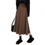 Naiste Midi-seelik K&otilde;rge v&ouml;&ouml;kohaga A-jooneline rulluisu seelik &uuml;hev&auml;rviline, suur &auml;&auml;ris, pendeldamise stiil Kontori naiste seelik t&ouml;&ouml;r&otilde;ivad S must