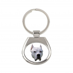 Dogo Argentino - geometric keychain with a photo and the inscription Art-Dog
