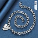 925 h&otilde;bedane topelt s&uuml;dameripatsiga kaelakee Moodsad pulmaehted 45CM