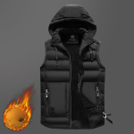 S&uuml;gis ja Talv Uus Meeste Vest Meeste Eemaldatava Kapuutsiga Vest Meeste Mood Vabaaeg Meeste Puuvillane Vest 4XL must