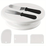 6 tk/komplekt plastist koogi p&ouml;&ouml;rdlaud, p&ouml;&ouml;rlev kook Plastist taignast kondiitritoodete kaunistamine kreemist alus P&ouml;&ouml;rlev laud DIY panni k&uuml;psetust&ouml;&ouml;riist 6pcs valge