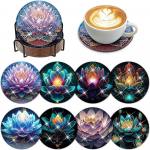 8 t&uuml;kki/komplekt teemantv&auml;rviga lootosemustriga alusaluseid koos sulgudega DIY rannaalused algajatele ja t&auml;iskasvanutele, kunsti- ja k&auml;sit&ouml;&ouml;tarbed kingitused 8PCS/Set