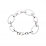 LOVA - Bracelet Fantaisie - C&eacute;ramique Blanche et Acier