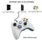 USB filaire contr&ocirc;leur Manettes pour Xbox 360-Poign&eacute;e de jeu (blanc)