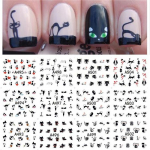 1 leht 12 t&uuml;&uuml;pi Water Transfer Nail Art Kleebis Kassimustrid K&uuml;&uuml;nem&auml;hised Kleebis