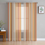Oranži triibulised geomeetrilised abstraktsioonid l&auml;bipaistvad kardinad lastele Magamistoa Elutoa Voile Aknakardinad T&uuml;llkardinad W135 x H114cm
