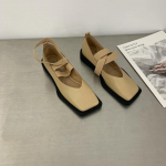 V&auml;ikesed nahast kingad naiste 2024. aasta kevad, uued k&otilde;iksobivad moodsad, ruudukujulised, lameda p&otilde;hjaga ja madala suuga &uuml;ksikud kingad, laisad jalan&otilde;ud 35 valge