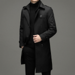 S&uuml;gis ja Talv Uus Meeste Trenchcoat Pikk P&otilde;lvedeni Voodriga Puuvillane V&ouml;&ouml;ga Trenchcoat Meeste &Uuml;likonnakraega Trenchcoat Meeste Mantel 195 must