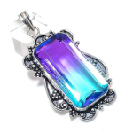 Natural Bi-Color Tourmaline 925 Sterling Silver Jewelry Pendant 2.60 b0q46
