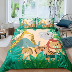 Multikalooma tekikott komplekt Kuninglik suurus Savann Troopiline mets Džungli elusloodus Voodipesu komplekt Lapsed Loomaaed Pol&uuml;ester Tekikate EU Single 135x200cm