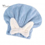 Juuksekuivatusm&uuml;ts elastse ribaga Super Absorbent Kiiresti kuivav Paksenenud V&auml;hem Korduv Bow Decor Juuksekuivatus Kork Kuivatuspea M&auml;his Kodus Reisimiseks Kasutatav vann 1pc sinine